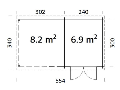 Palmako Ella 6,9+8,2 m2 - Hellbraun tauchgrundiert
