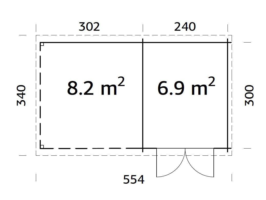 Palmako Ella 6,9+8,2 m2 - Lackiert dunkelgrau RAL7012 + weiß RAL9016