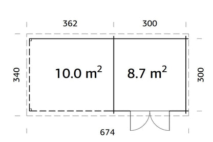 Palmako Ella 8,7+10,0 m2 - Naturbelassen
