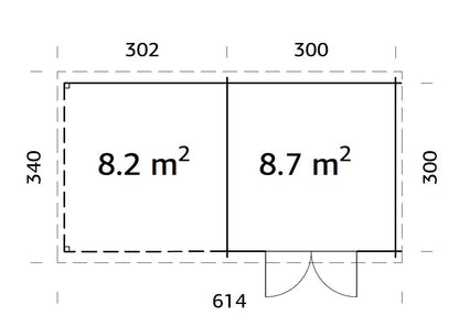 Palmako Ella 8,7+8,2 m2 - Grau tauchgrundiert