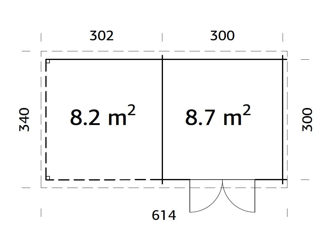 Palmako Ella 8,7+8,2 m2 - Hellbraun tauchgrundiert