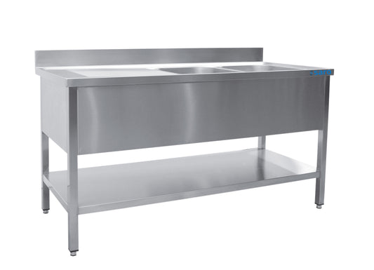 SARO Spültisch 2 Becken, rechts - B 1800 x T 700 mm