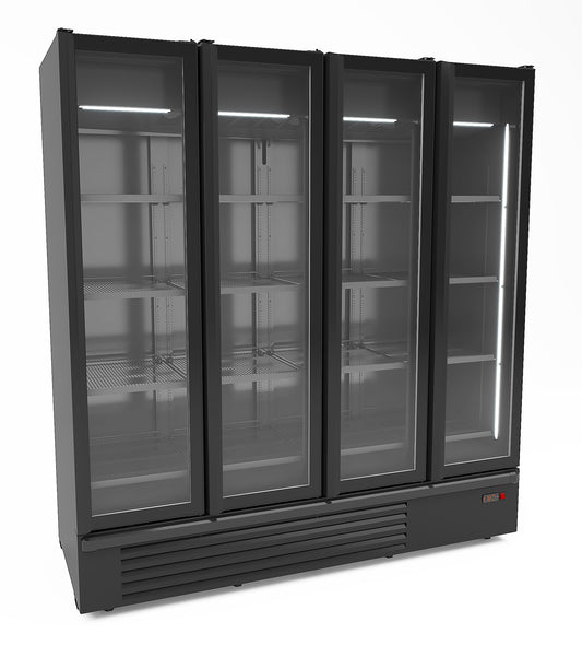 CombiSteel KÜHLSCHRANK 4 GLASTÜREN SCHWARZ 1850L