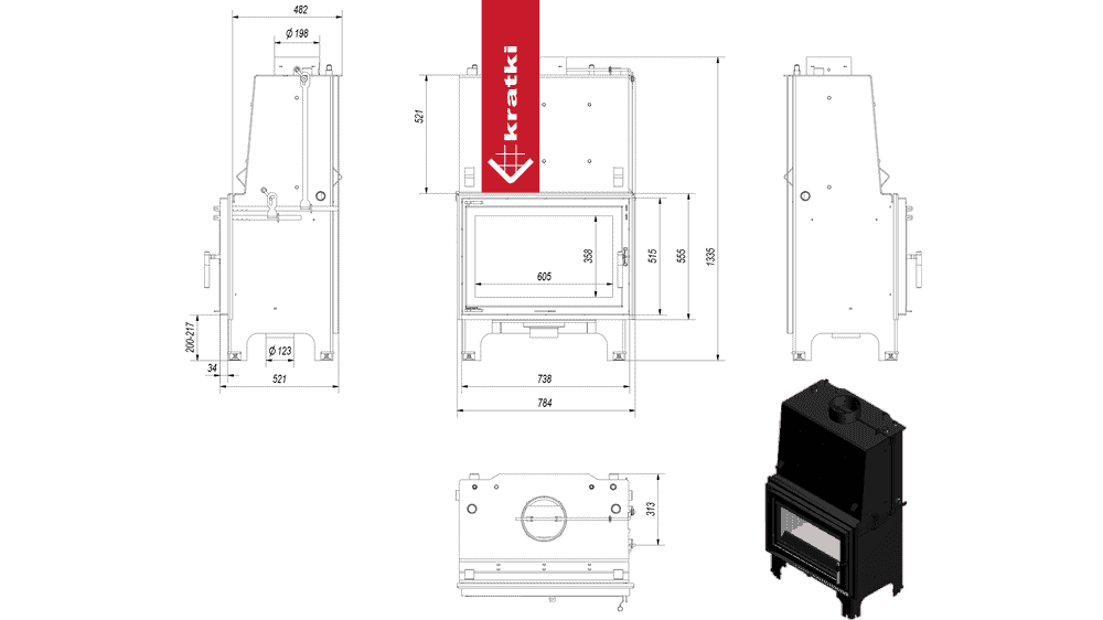 Kratki Wasserführender Kamineinsatz KRATKI AQUARIO O 16 kW Ø 200