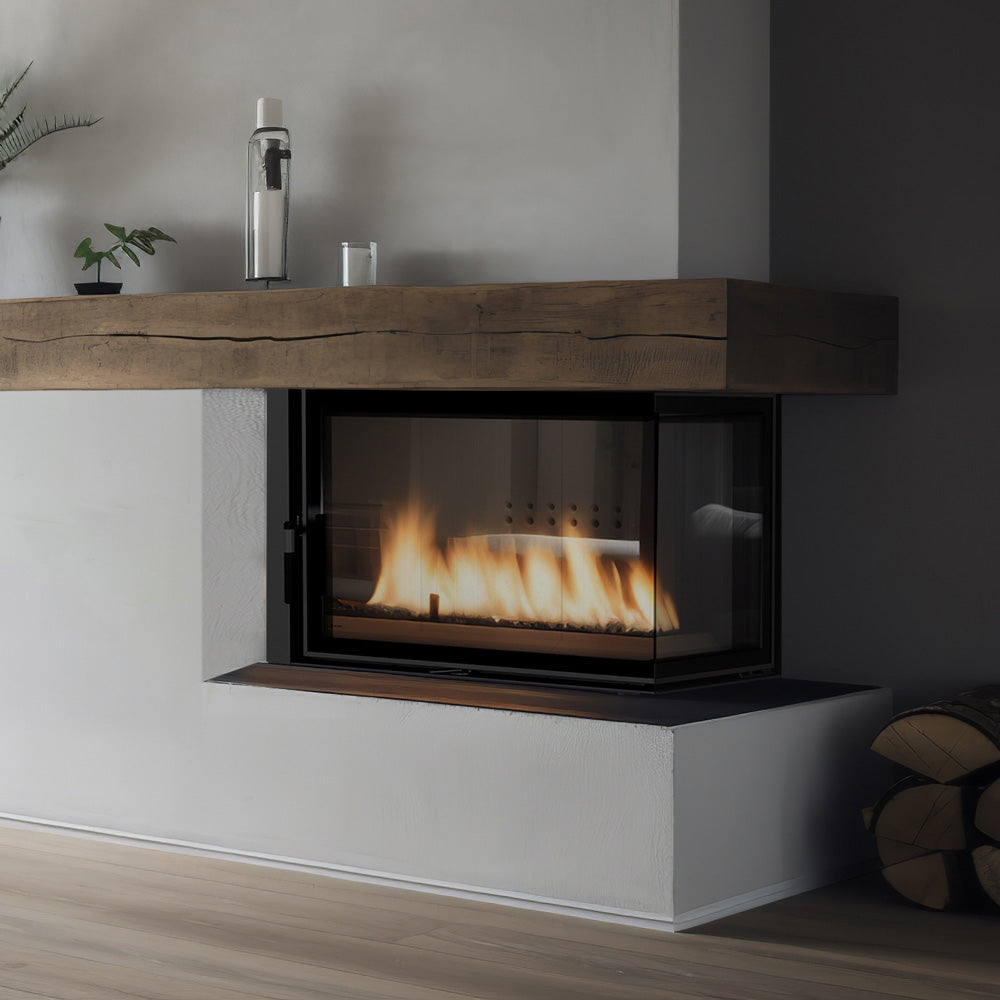 Kratki Wasserführender Kamineinsatz KRATKI MBA rechts 17 kW Ø 200 gebogenes Glas