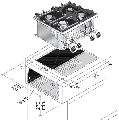 CombiSteel GASHERD 4 BR. 14KW