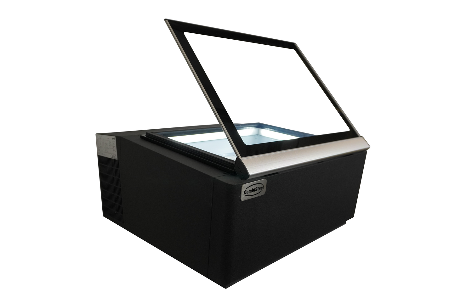 CombiSteel TISCHMODELL SPEISEISVITRINE SCHWARZ  ÖFFNET AUF DER BEDIENUNG SEITE