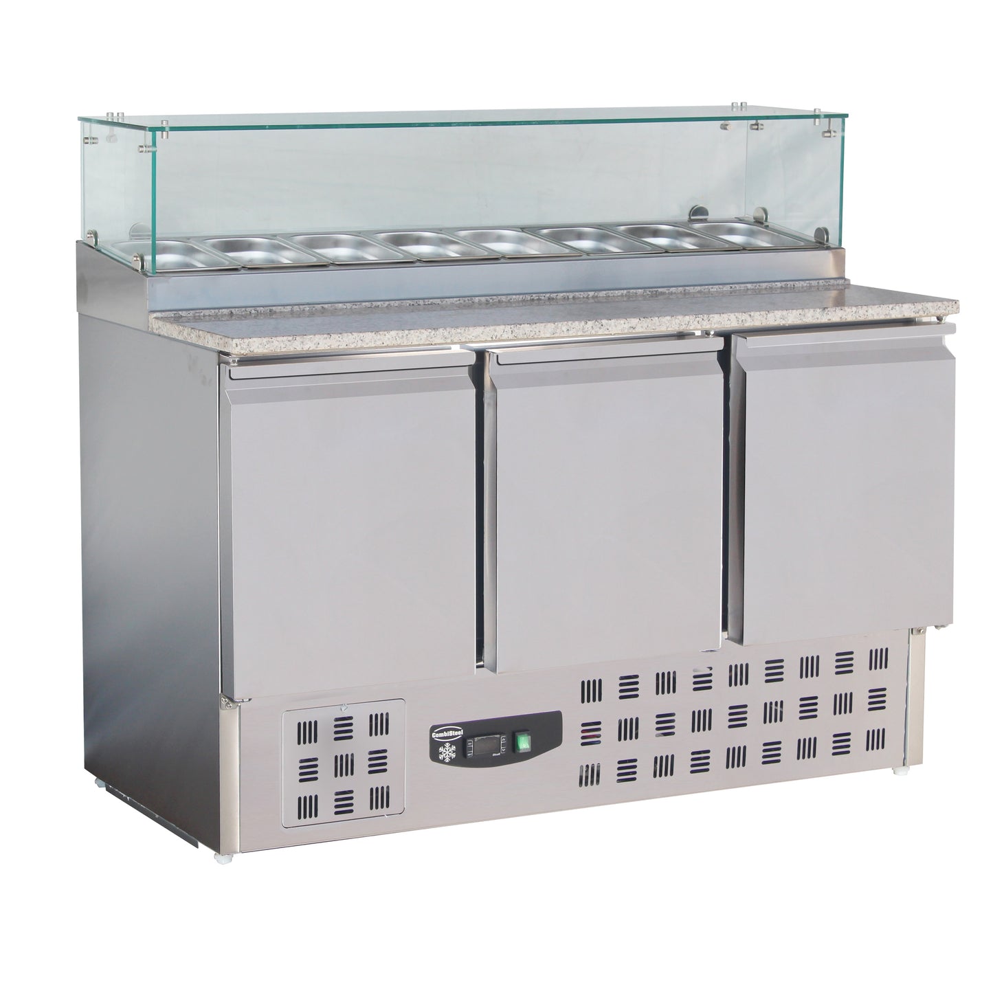CombiSteel PIZZATISCH MIT GLAS 3 TÜREN