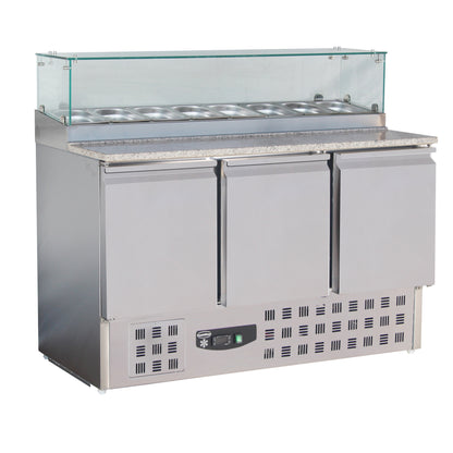 CombiSteel PIZZATISCH MIT GLAS 3 TÜREN