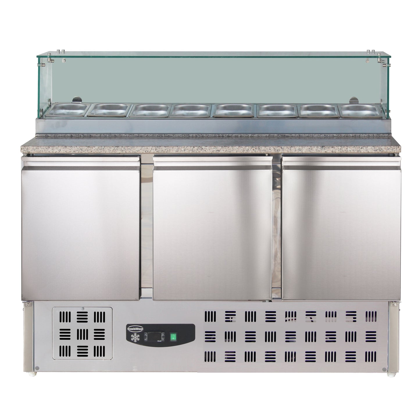 CombiSteel PIZZATISCH MIT GLAS 3 TÜREN