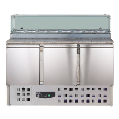 CombiSteel PIZZATISCH MIT GLAS 3 TÜREN