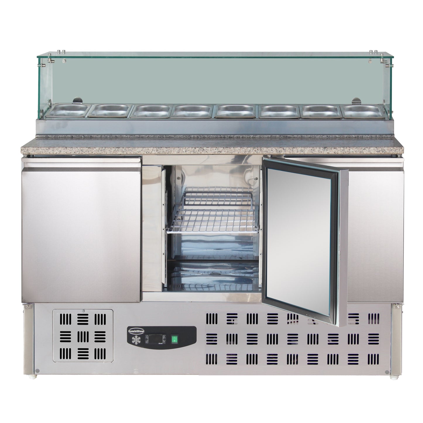 CombiSteel PIZZATISCH MIT GLAS 3 TÜREN