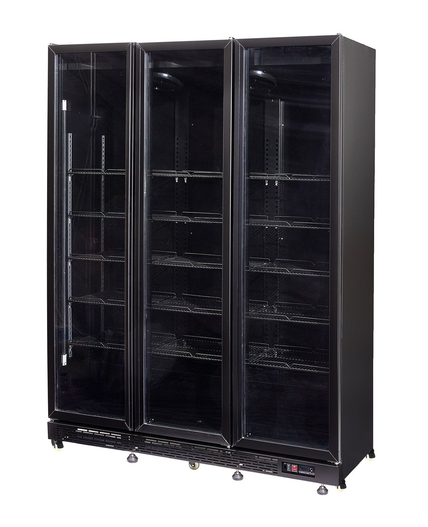 CombiSteel KÜHLSCHRANK 3 GLASTÜREN SCHWARZ NAP-1200 HT - MIT TÜRHEIZUNG