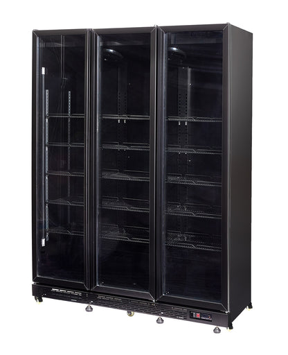 CombiSteel KÜHLSCHRANK 3 GLASTÜREN SCHWARZ NAP-1200 HT - MIT TÜRHEIZUNG