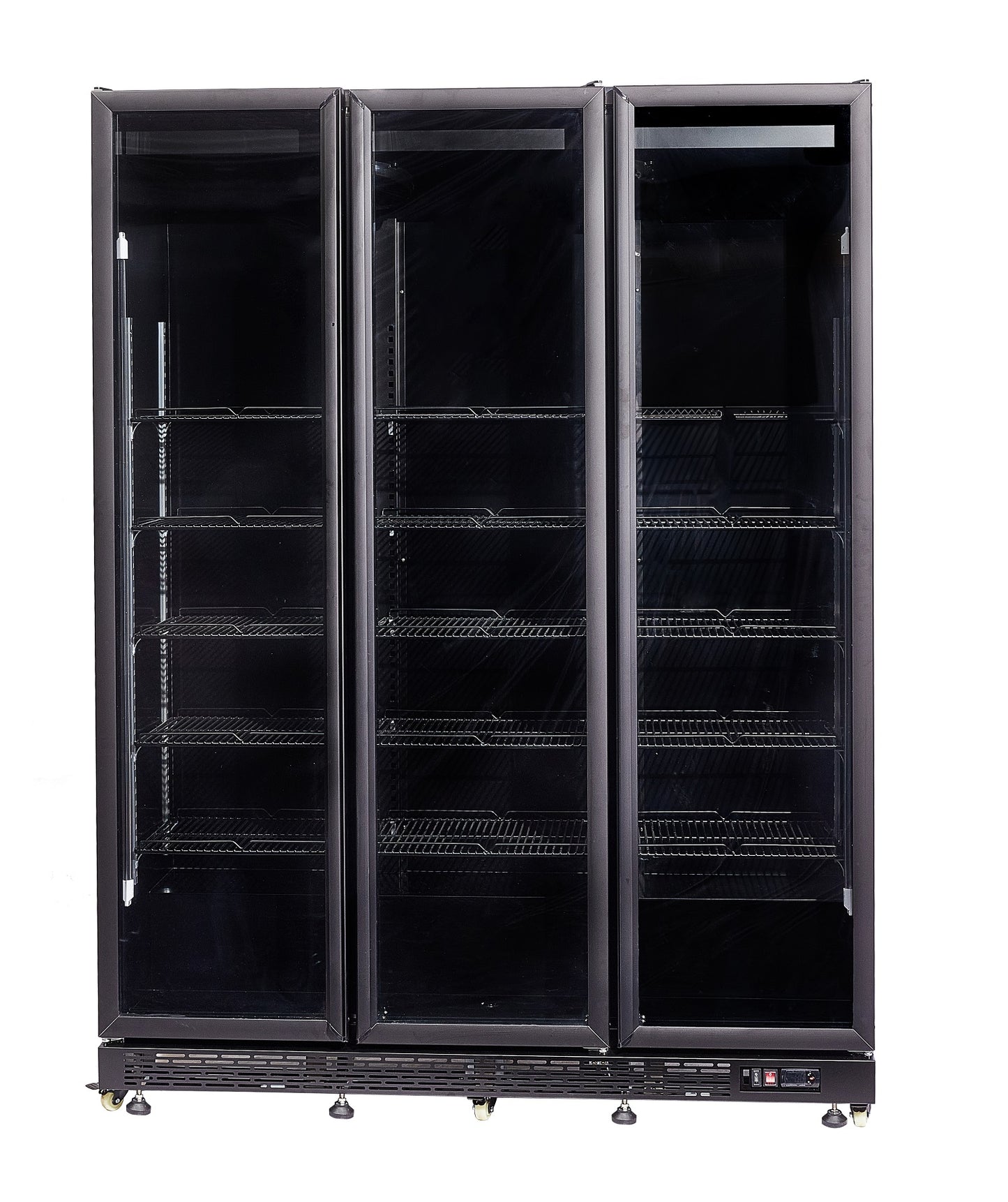 CombiSteel KÜHLSCHRANK 3 GLASTÜREN SCHWARZ NAP-1200 HT - MIT TÜRHEIZUNG