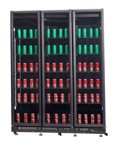 CombiSteel KÜHLSCHRANK 3 GLASTÜREN SCHWARZ NAP-1200 HT - MIT TÜRHEIZUNG