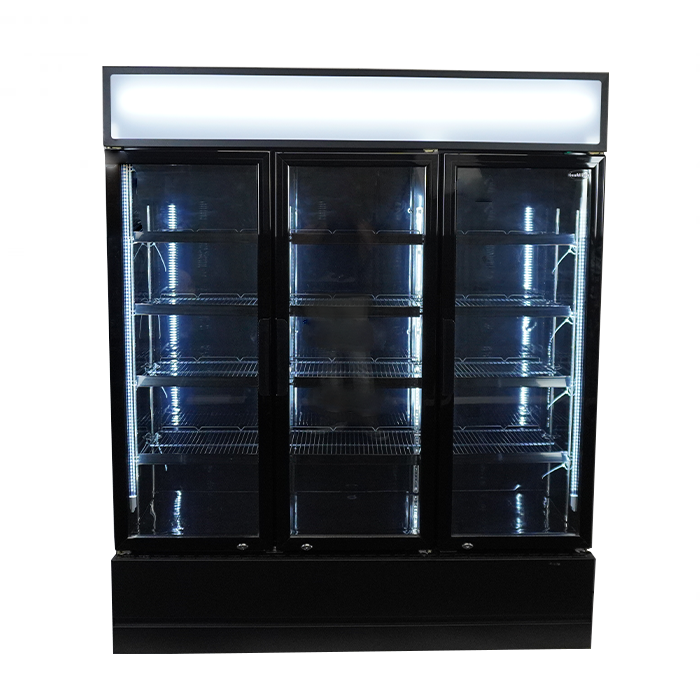 CombiSteel KÜHLSCHRANK 3 GLASTÜREN SCHWARZ FCU-1200 BL