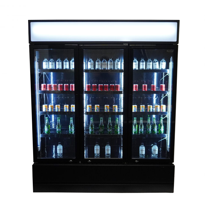 CombiSteel KÜHLSCHRANK 3 GLASTÜREN SCHWARZ FCU-1200 BL