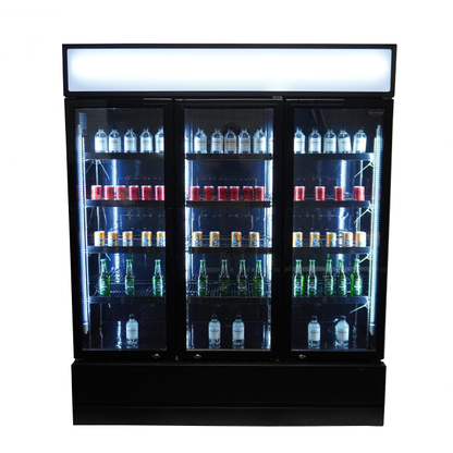 CombiSteel KÜHLSCHRANK 3 GLASTÜREN SCHWARZ FCU-1200 BL