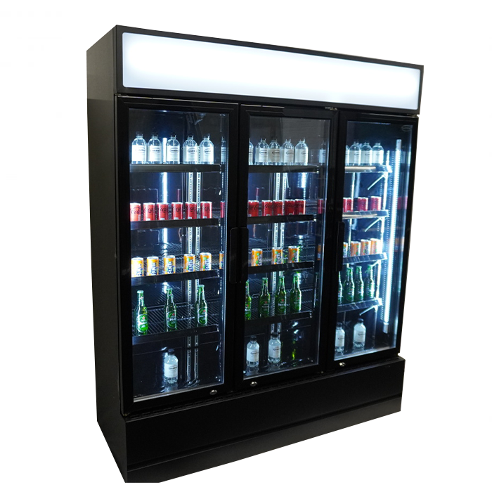 CombiSteel KÜHLSCHRANK 3 GLASTÜREN SCHWARZ FCU-1200 BL