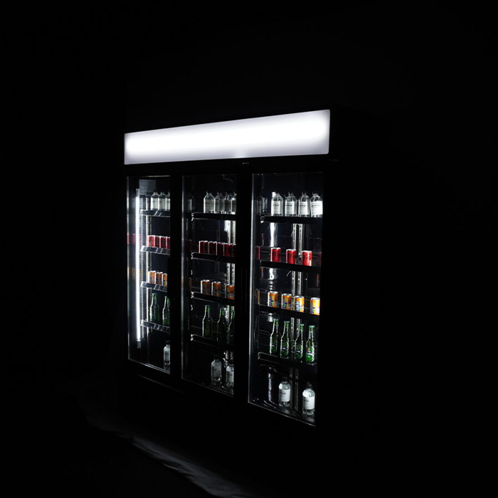CombiSteel KÜHLSCHRANK 3 GLASTÜREN SCHWARZ FCU-1200 BL