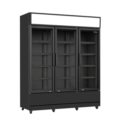 CombiSteel KÜHLSCHRANK 3 GLASTÜREN SCHWARZ FCU-1200 BL