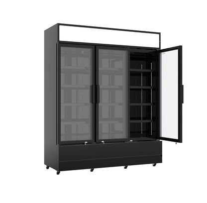 CombiSteel KÜHLSCHRANK 3 GLASTÜREN SCHWARZ FCU-1200 BL