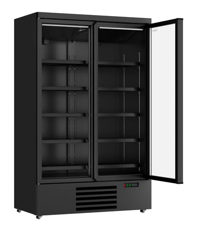 CombiSteel KÜHLSCHRANK 2 GLASTÜREN SCHWARZ JDE-1000R BL
