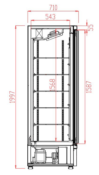 CombiSteel TIEFKÜHLSCHRANK 1 GLASTÜR SCHWARZ JDE-600F BL