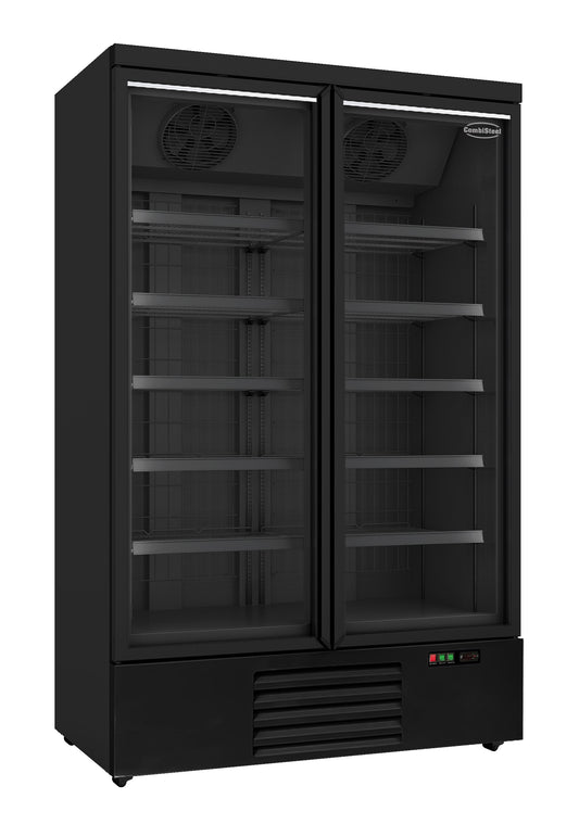CombiSteel TIEFKÜHLSCHRANK 2 GLASTÜREN SCHWARZ JDE-1000F BL