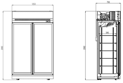 CombiSteel KÜHLSCHRANK 2 GLASTÜREN INS-1000R