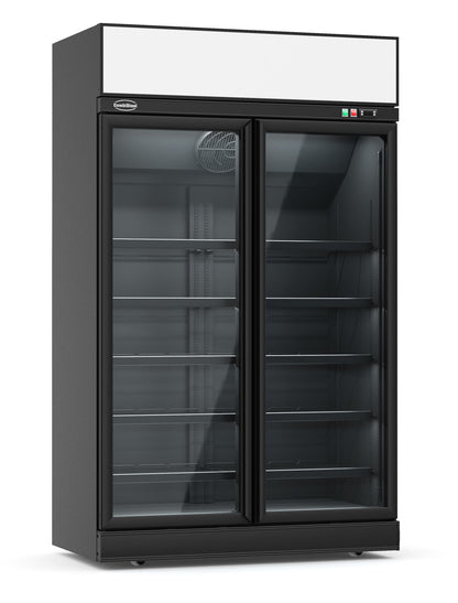 CombiSteel KÜHLSCHRANK 2 GLASTÜREN SCHWARZ INS-1000R BL