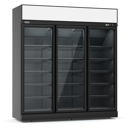CombiSteel KÜHLSCHRANK 3 GLASTÜREN SCHWARZ INS-1530R BL