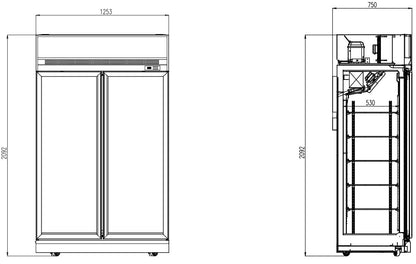 CombiSteel TIEFKÜHLSCHRANK 2 GLASTÜREN INS-1000F