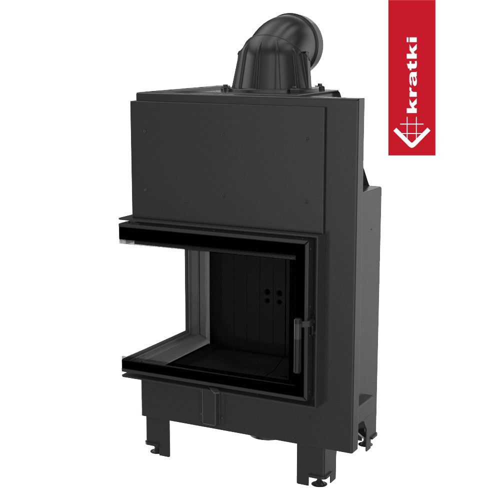 Kratki Kamineinsatz aus Stahl KRATKI MBZ links 13 kW Ø 200 gebogenes Glas schwarz Verkleidung
