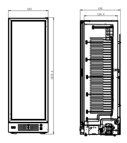 CombiSteel TIEFKÜHLSCHRANK 1 GLASTÜR SCHWARZ 382L