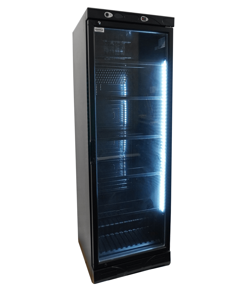 CombiSteel KÜHLSCHRANK 1 GLASTÜR 382L SCHWARZ KEINE CANOPY