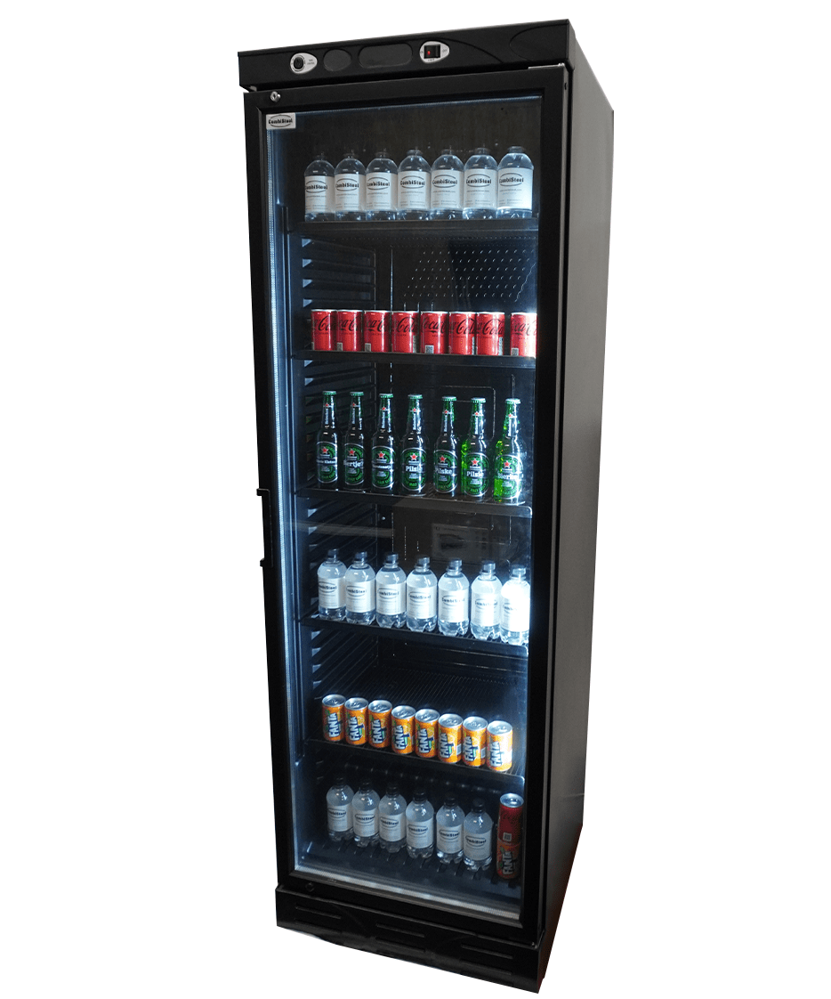 CombiSteel KÜHLSCHRANK 1 GLASTÜR 382L SCHWARZ KEINE CANOPY