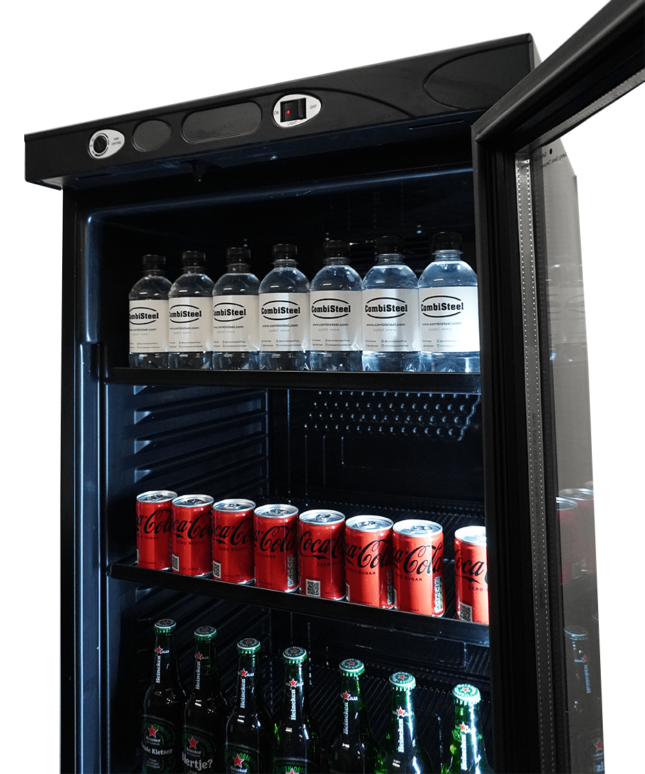 CombiSteel KÜHLSCHRANK 1 GLASTÜR 382L SCHWARZ KEINE CANOPY