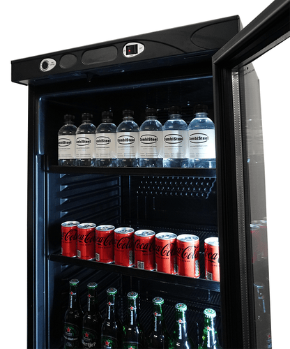 CombiSteel KÜHLSCHRANK 1 GLASTÜR 382L SCHWARZ KEINE CANOPY