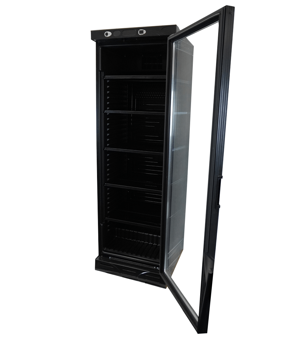 CombiSteel KÜHLSCHRANK 1 GLASTÜR 382L SCHWARZ KEINE CANOPY