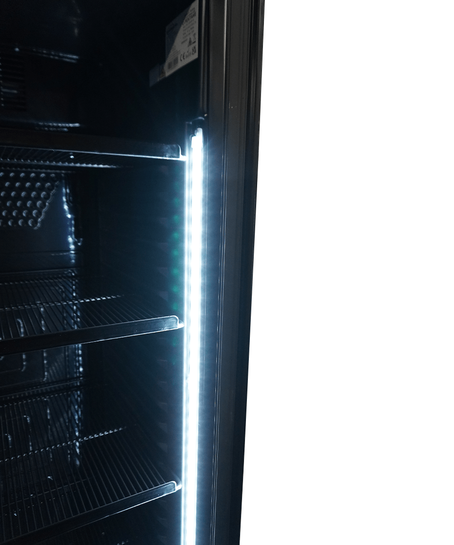 CombiSteel KÜHLSCHRANK 1 GLASTÜR 382L SCHWARZ KEINE CANOPY