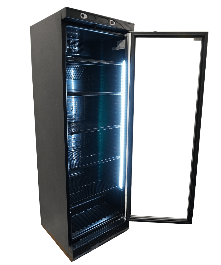 CombiSteel KÜHLSCHRANK 1 GLASTÜR 382L SCHWARZ KEINE CANOPY