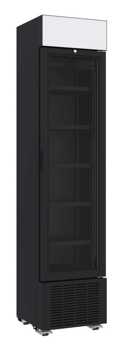 CombiSteel KÜHLSCHRANK 1 GLASTÜR SCHWARZ 232L *TRANSPORT AUF ANFRAGE*