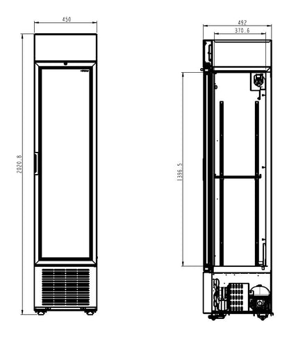 CombiSteel KÜHLSCHRANK 1 GLASTÜR SCHWARZ 232L *TRANSPORT AUF ANFRAGE*