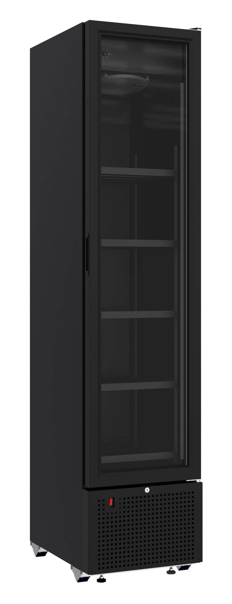 CombiSteel KÜHLSCHRANK 1 GLASTÜR SCHWARZ 348L *TRANSPORT AUF ANFRAGE*