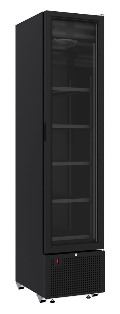CombiSteel KÜHLSCHRANK 1 GLASTÜR SCHWARZ 348L *TRANSPORT AUF ANFRAGE*