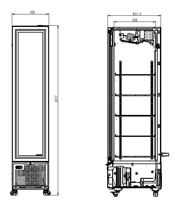 CombiSteel KÜHLSCHRANK 1 GLASTÜR SCHWARZ 348L *TRANSPORT AUF ANFRAGE*