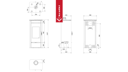 Kratki Kaminofen aus stahl KRATKI TITAN GLASS Ø 150 11 kW