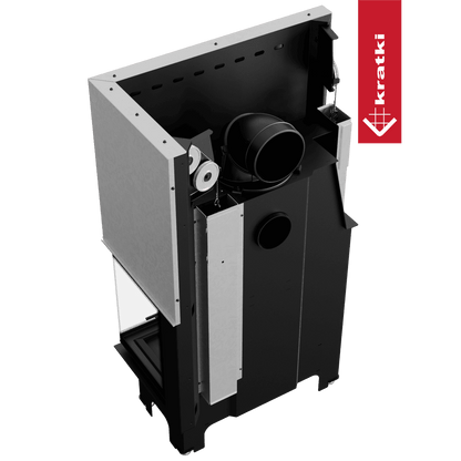 Kratki Kamineinsatz KRATKI VNP 810/410 14 kW Ø 200 mit Schiebetür schwarz Verkleidung